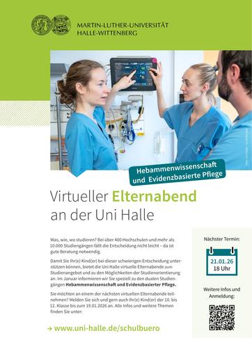 Uni Halle Einladung zum virtuellen Elternabend I Hebammenwissenschaft und Pflege
