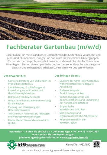 Stelle Agri Associates Fachberater Gartenbau